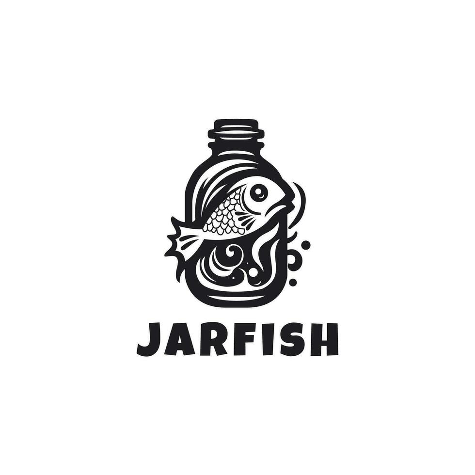 Monochrome fish in a bottle icon logo design template. silhouette fish bottle logo vector illustration