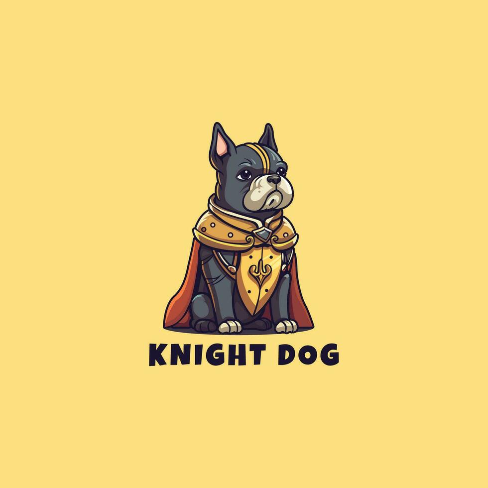 sitting dog wearing knight armor mascot logo design template vector icon illustration. knight dog symbol