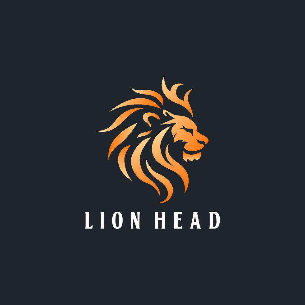 Rey león cabeza mascota logo diseño modelo vector icono ilustración. león cabeza símbolo