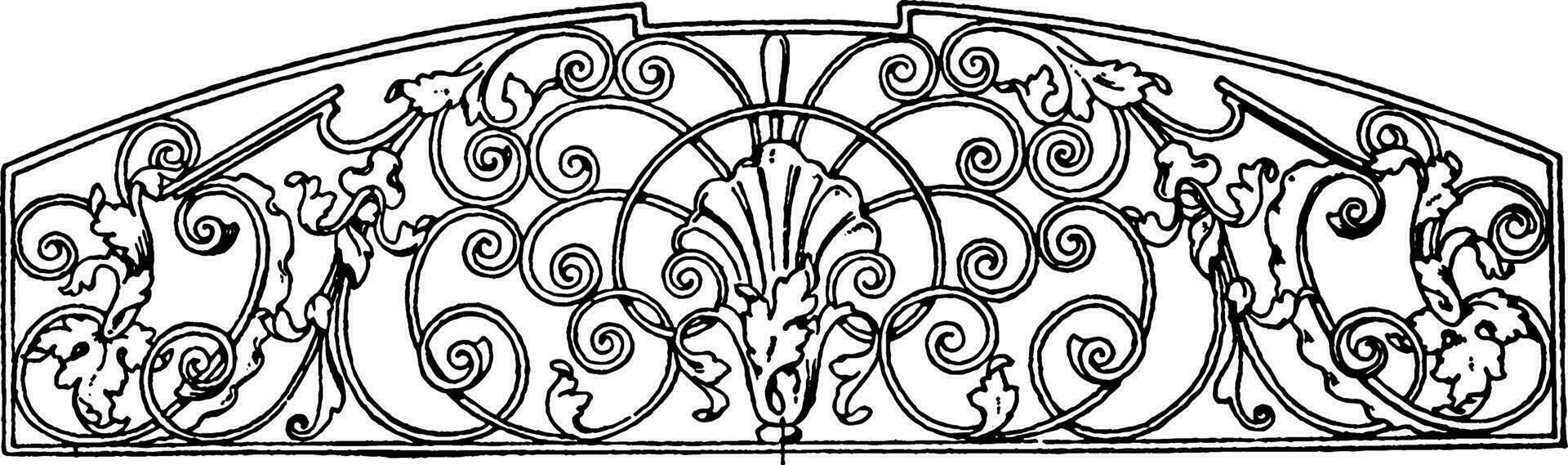hierro forjado parrilla panel es un tarde alemán Renacimiento diseño, Clásico grabado. vector