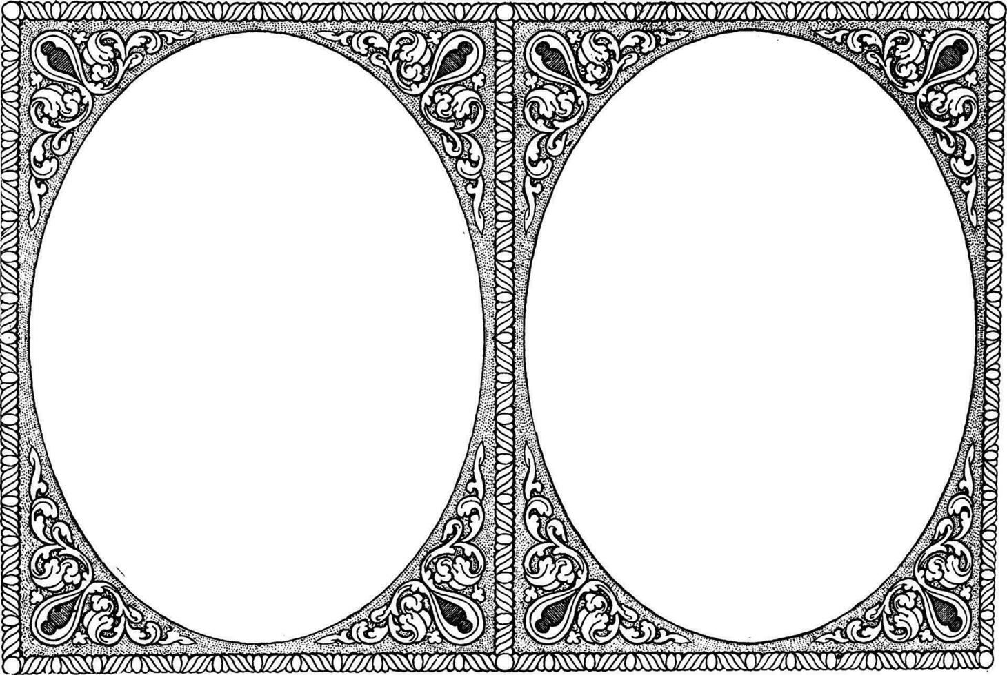 doble frontera son me gusta espejo en esta patrón, Clásico grabado. vector