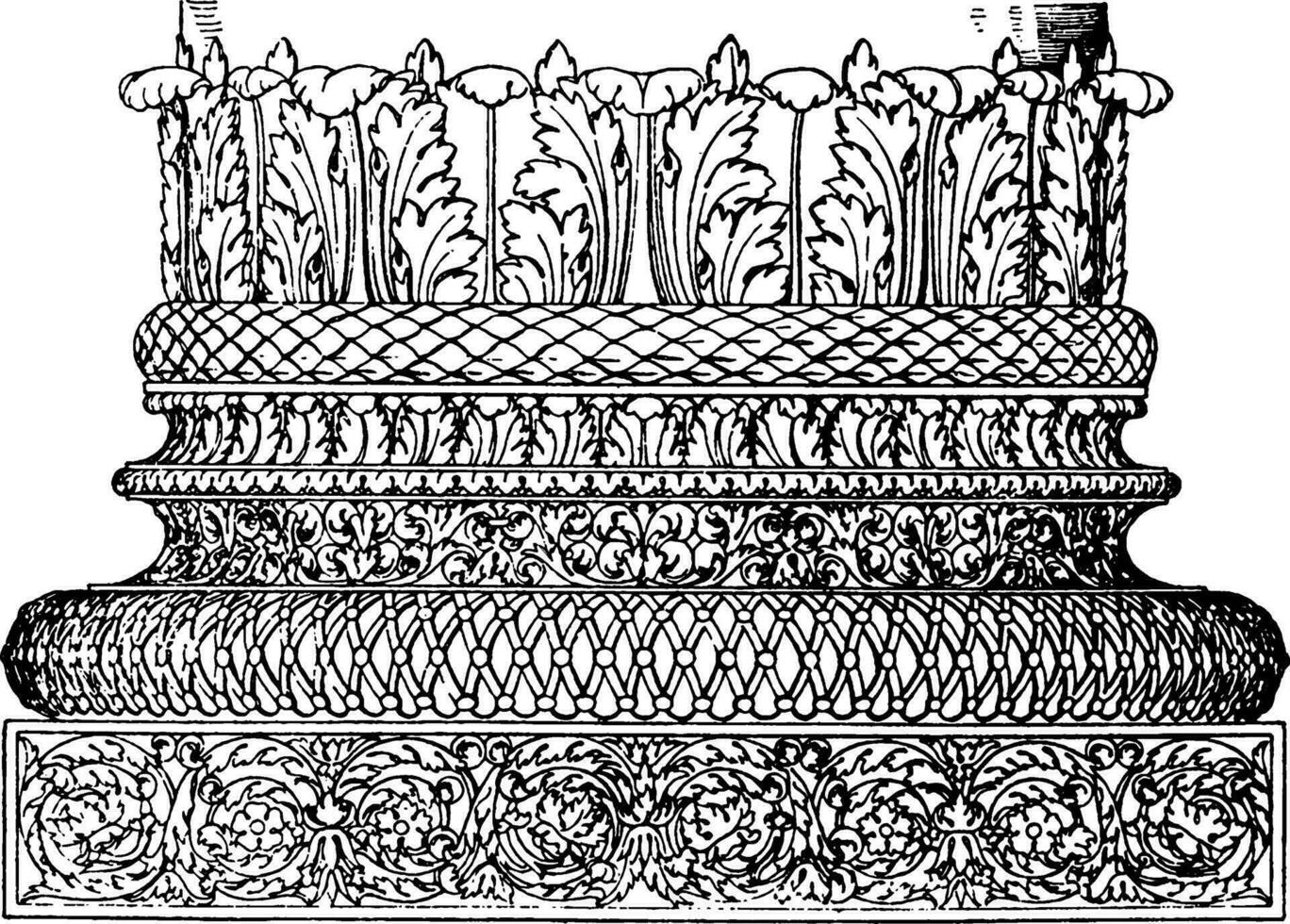 Roman Base, imperial palaces ,  vintage engraving. vector