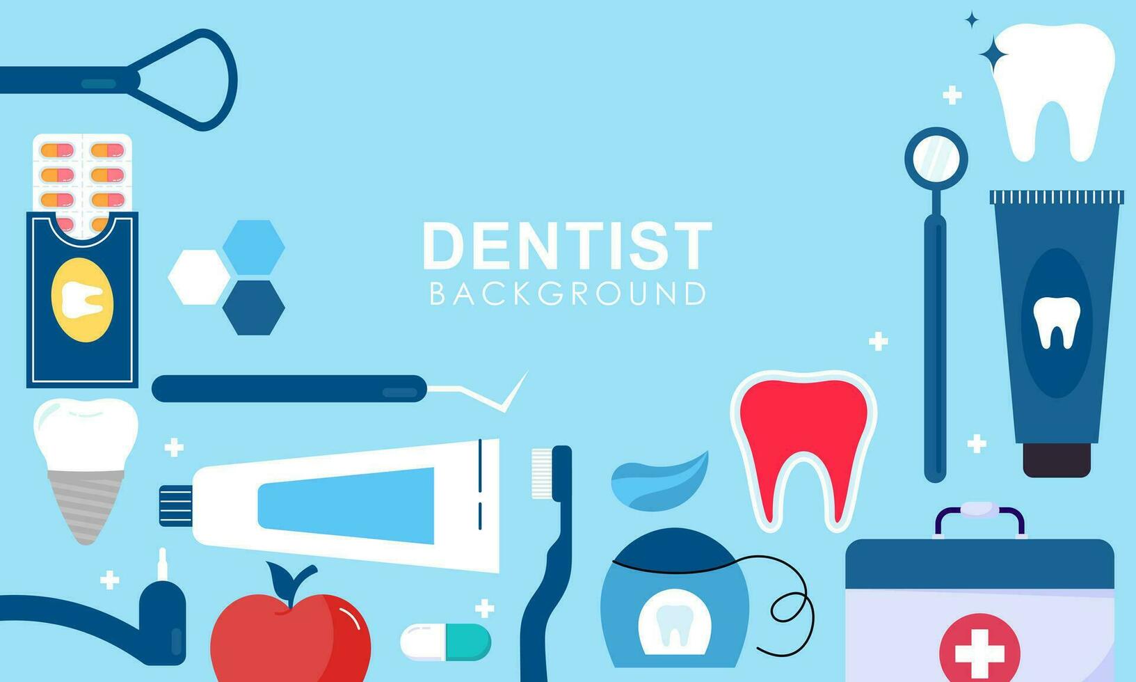 Dentist tools and equipment banner concept vector