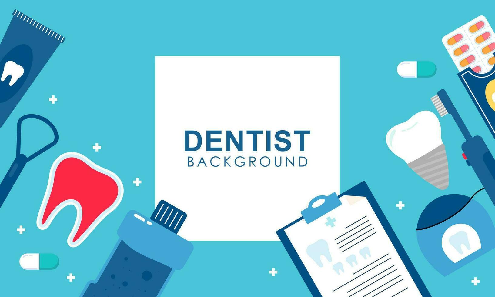 Dentist tools and equipment banner concept vector