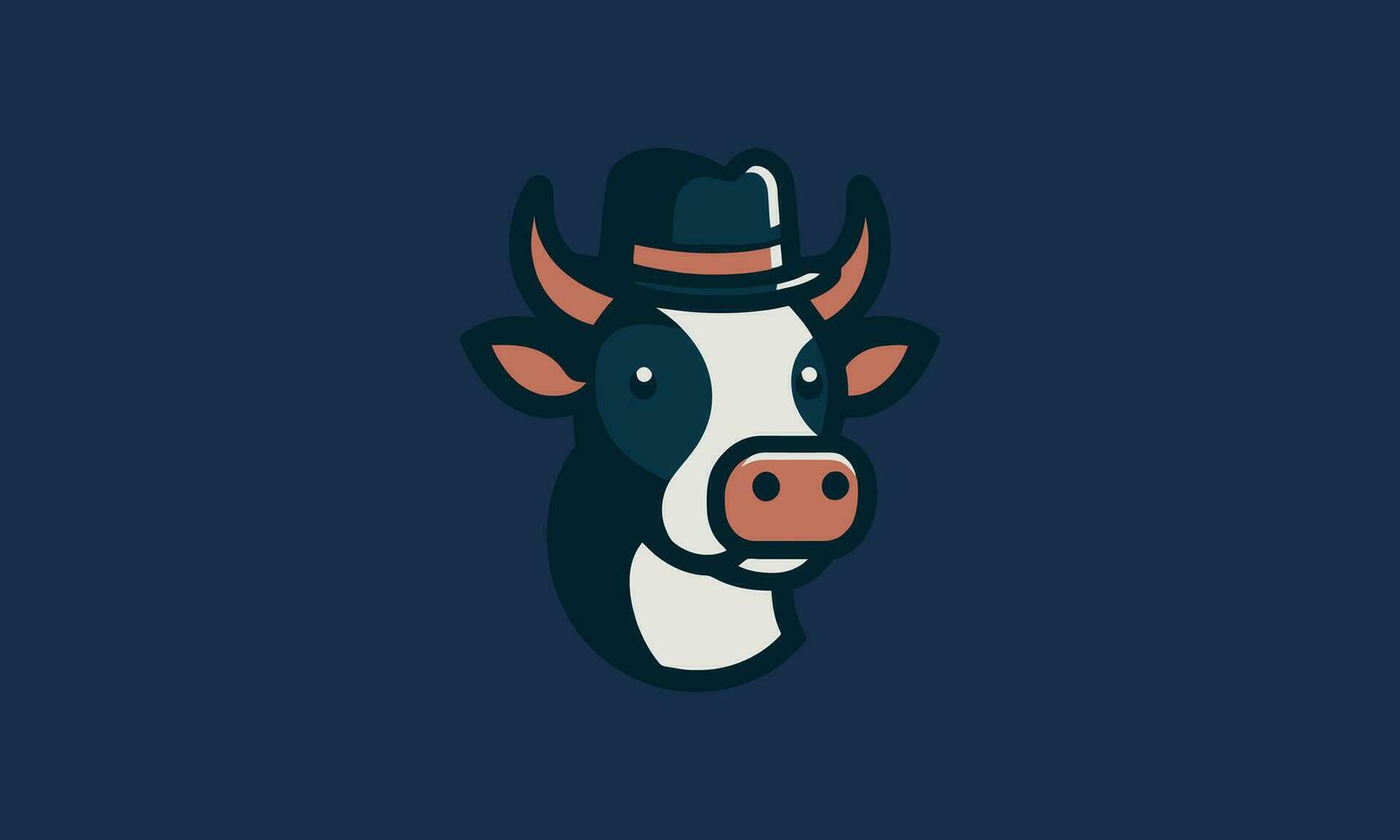 cabeza vaca vistiendo sombrero vector plano diseño