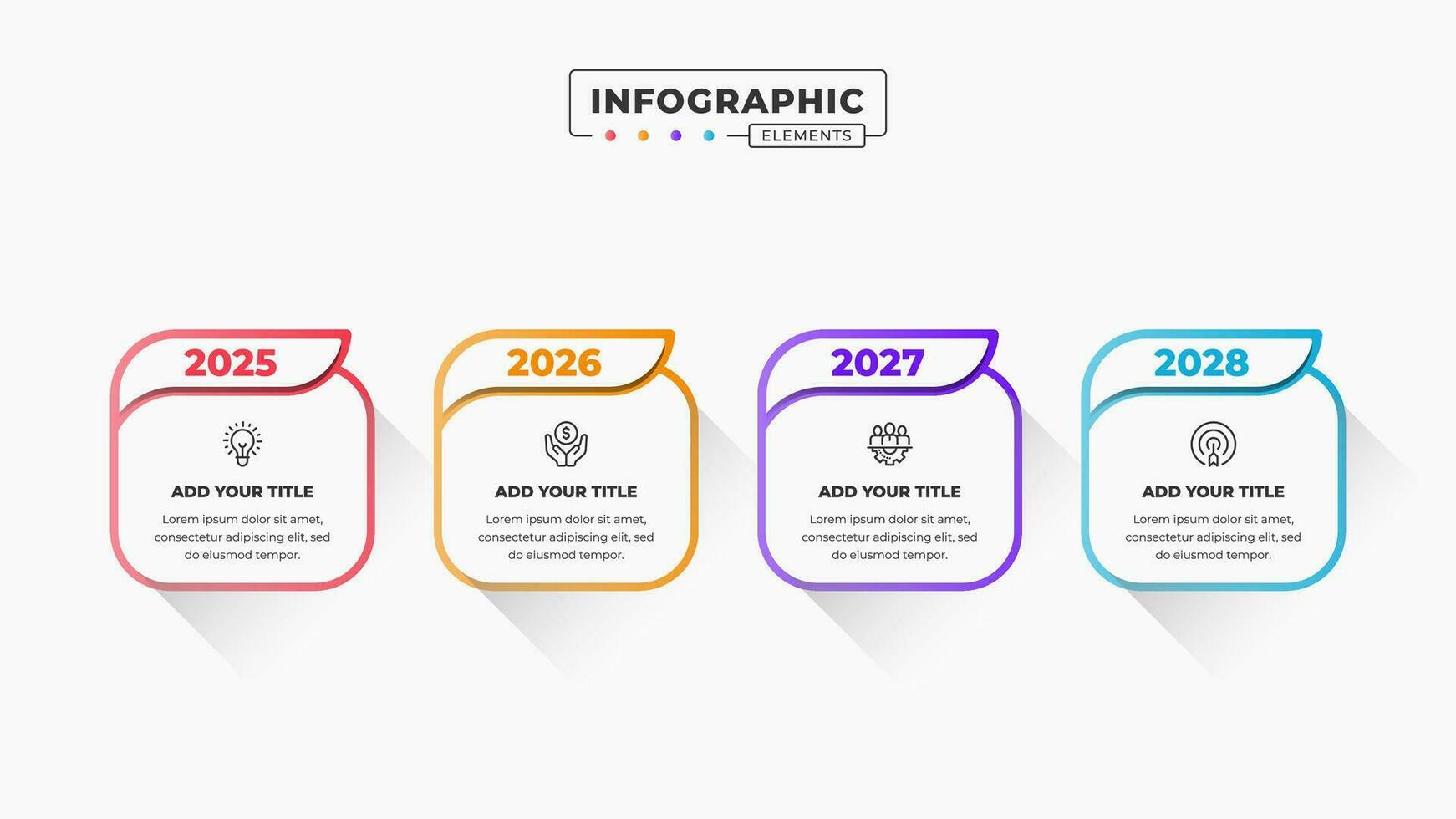 Timeline infographic elements with 4 steps or options vector