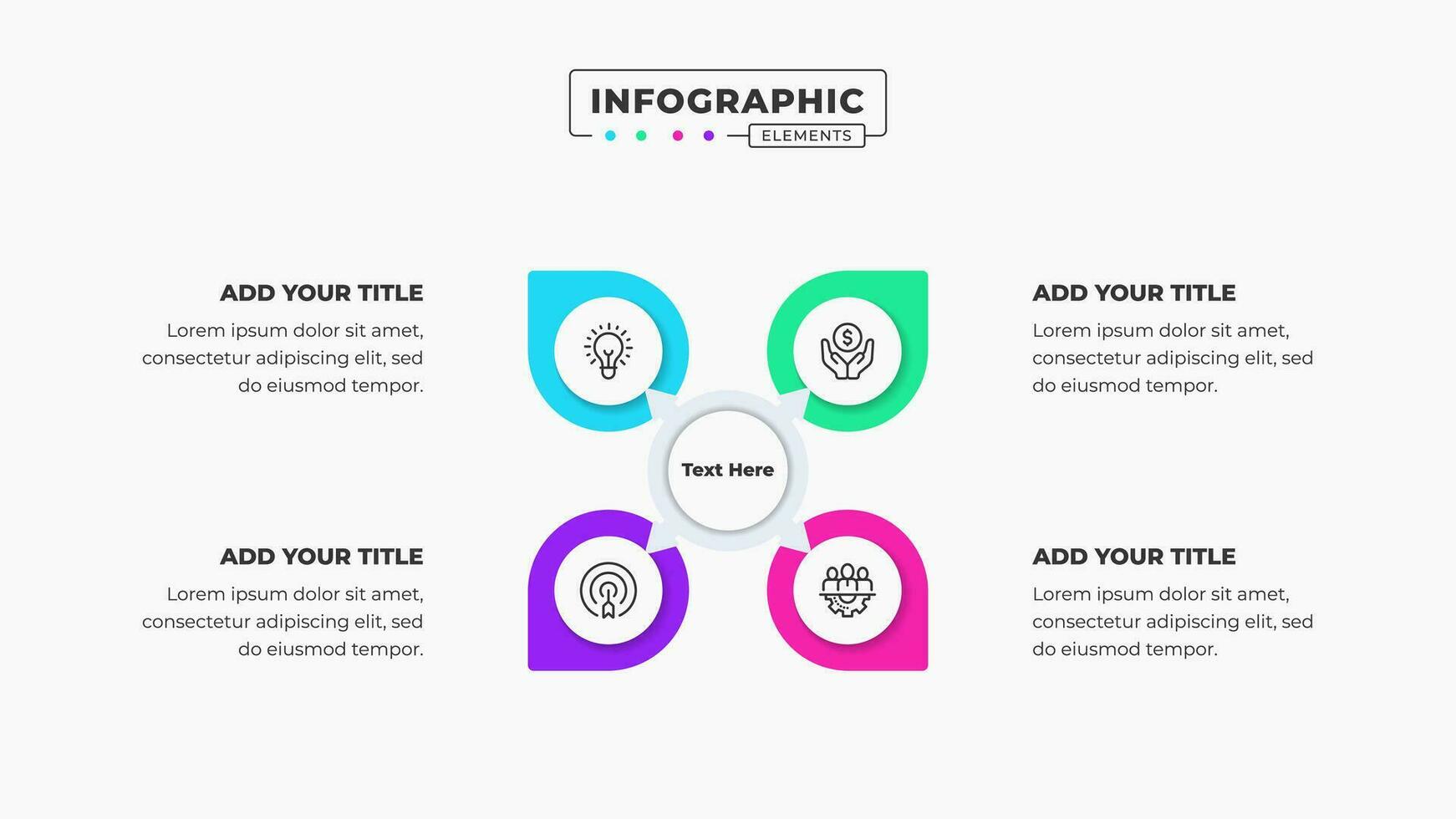 Vector circle infographic business presentation template with 4 steps or options