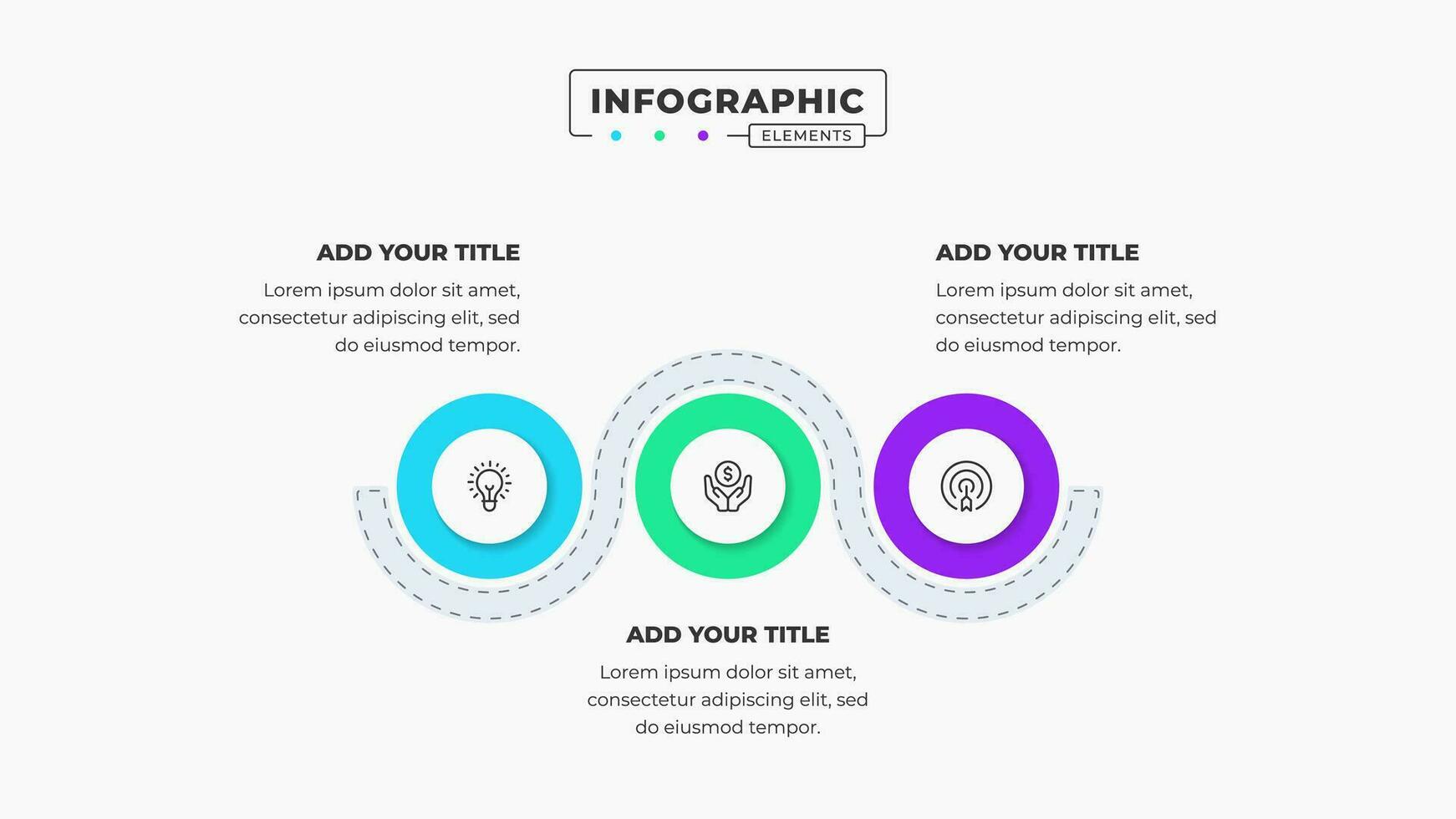 vector creativo y moderno circulo negocio infografía con 3 pasos o procesos