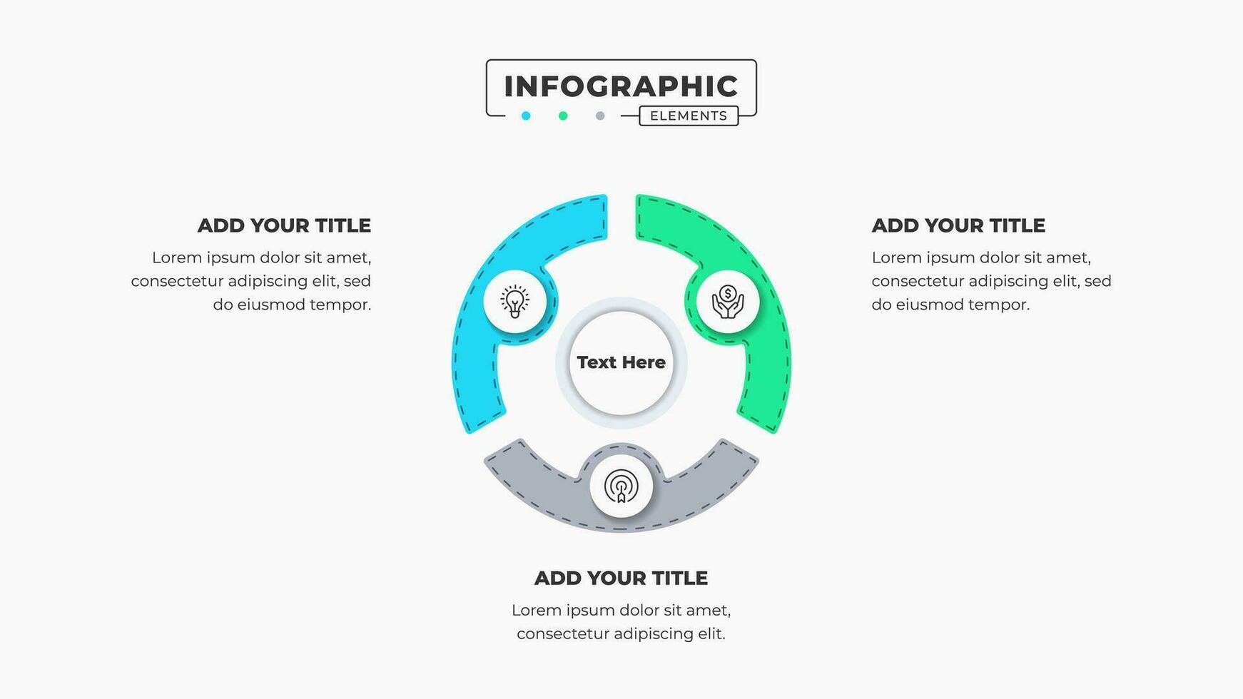 Vector circle business infographic presentation elements with 3 steps or options