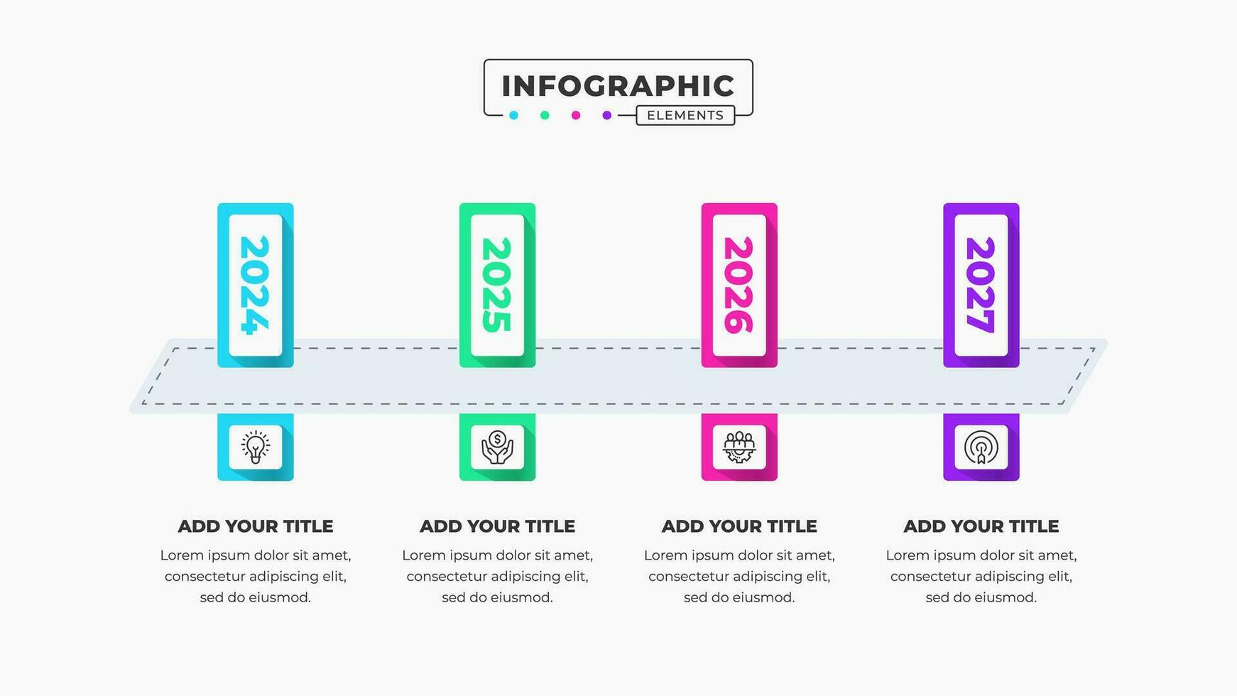 Vector 4 steps or options timeline infographic presentation template