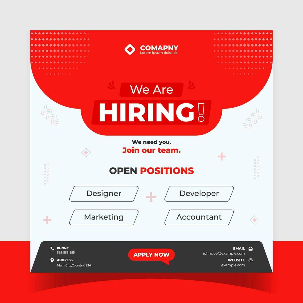 Job vacancy social media post template or social media post square banner vector