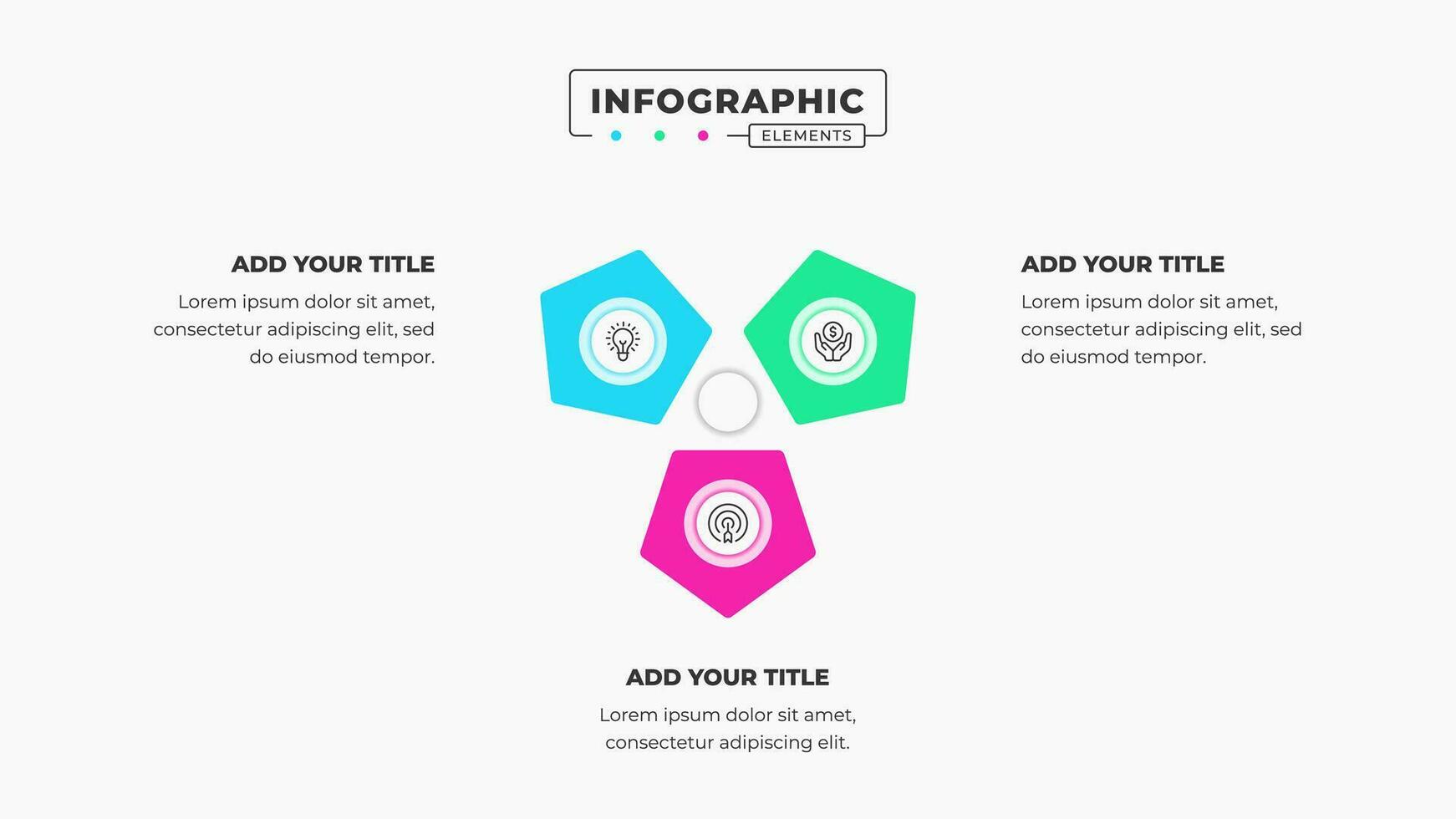 Creative business infographic presentation elements with 3 steps or options vector