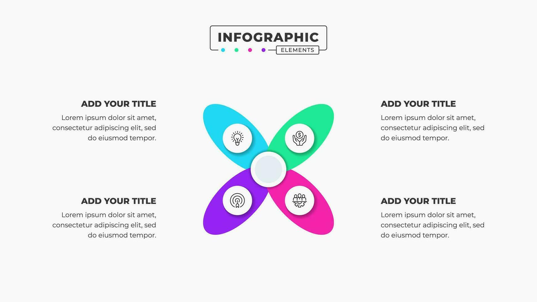 Modern business infographic elements with 4 steps or options vector