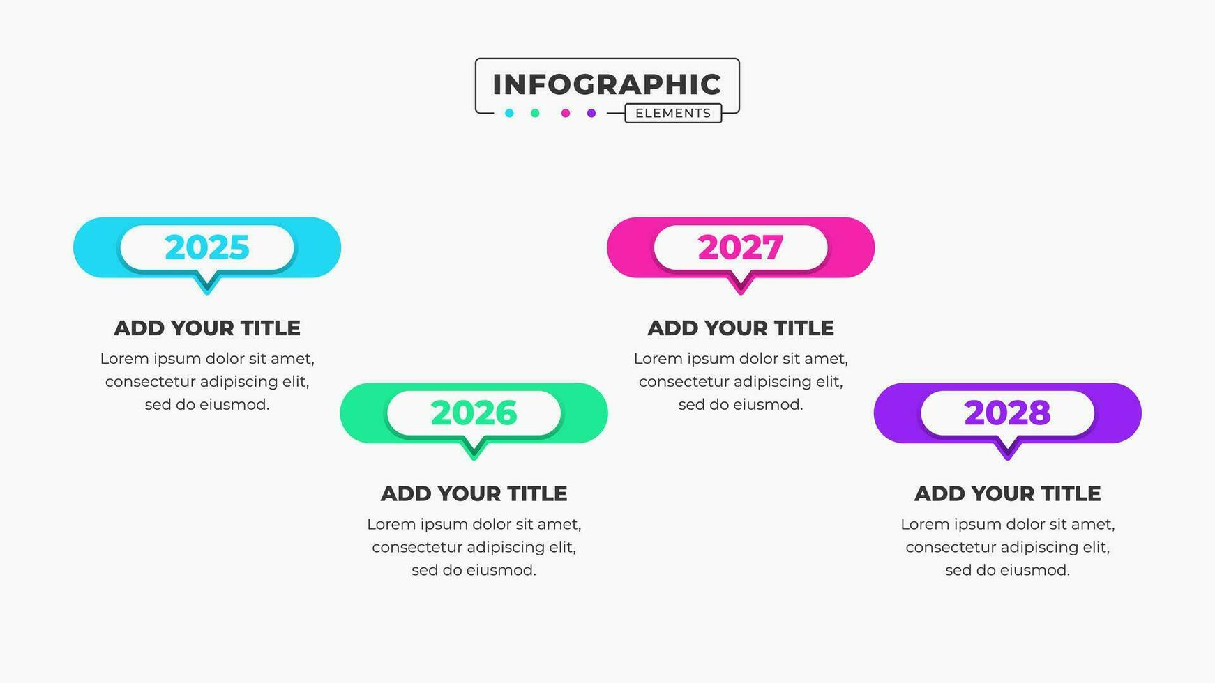 Vector business timeline infographic presentation template with 4 steps or options