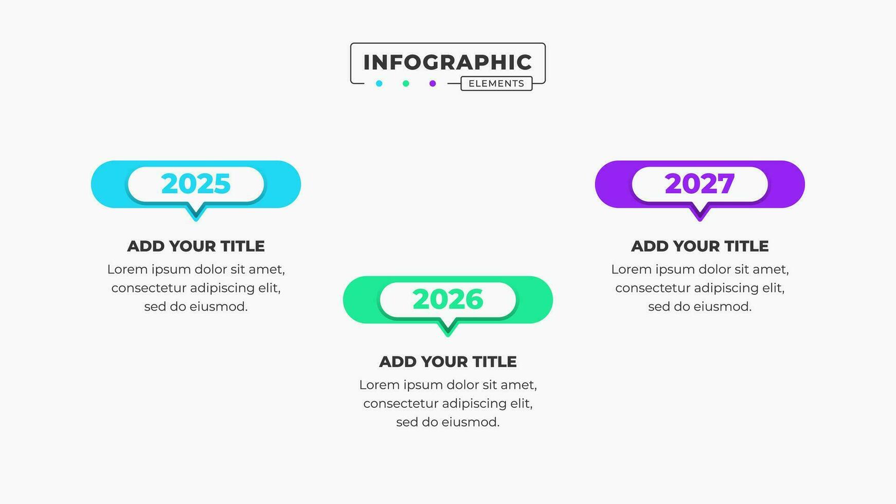 Vector timeline infographic presentation template with 3 steps or options