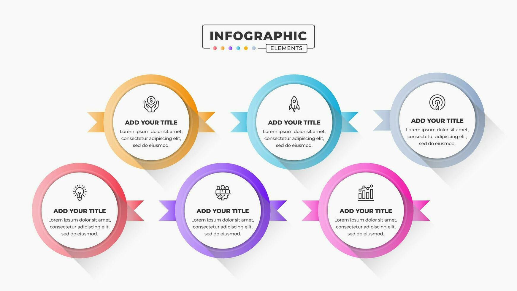 Business infographic template with six steps or options vector
