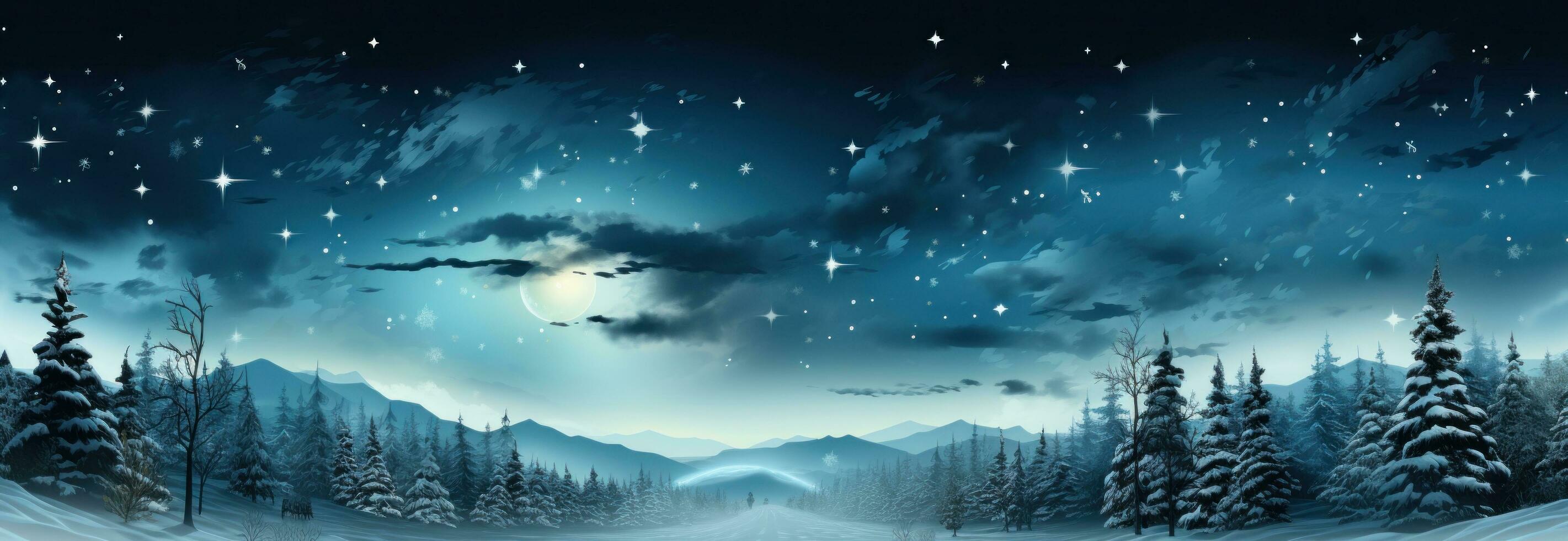 AI generated snowy forest landscape with falling snow animation, photo