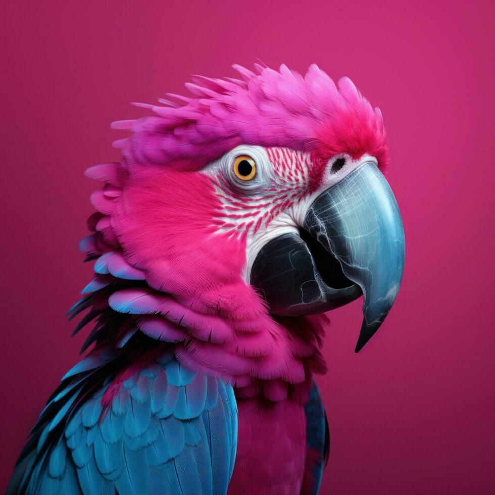 AI generated resizer macapa parrot on a purple background, photo