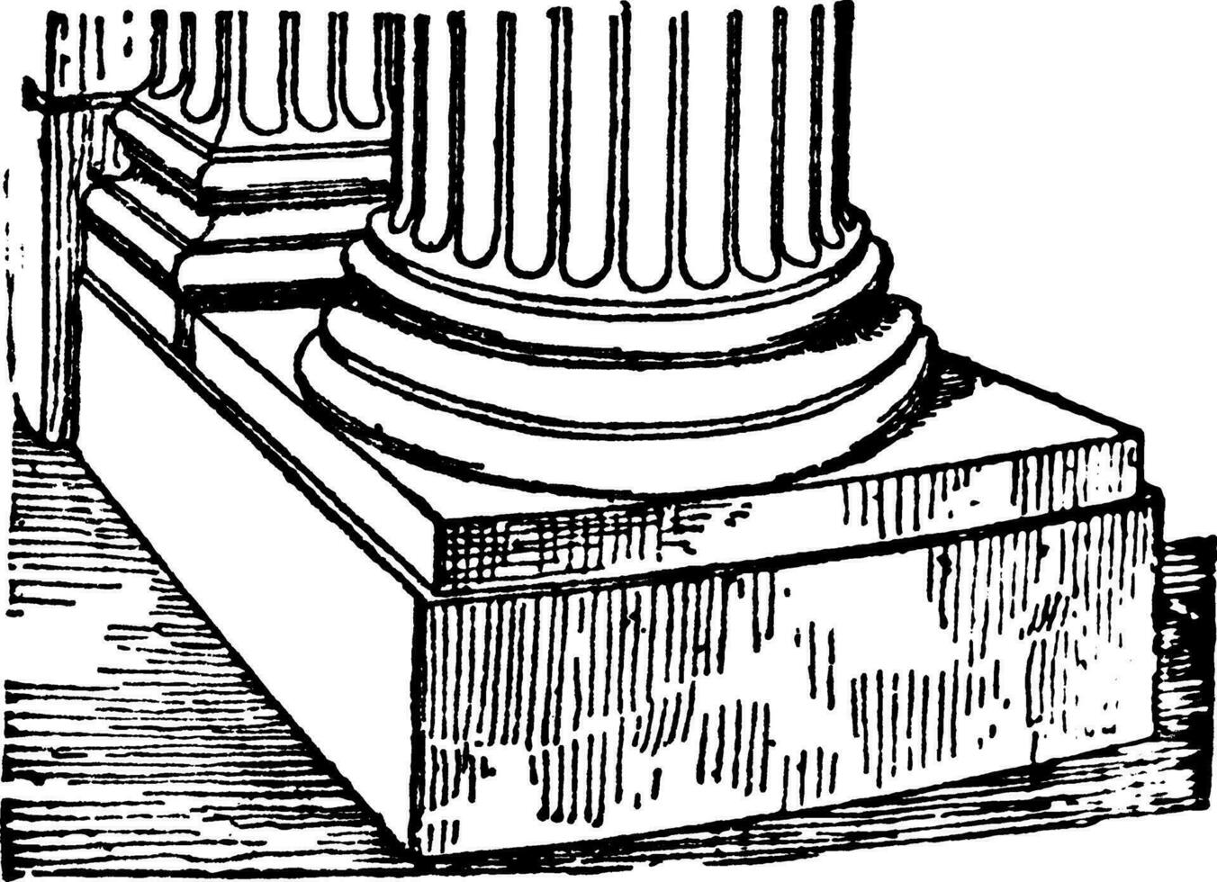 escamilo, el pedazo de piedra, romano arquitectura, Clásico grabado. vector