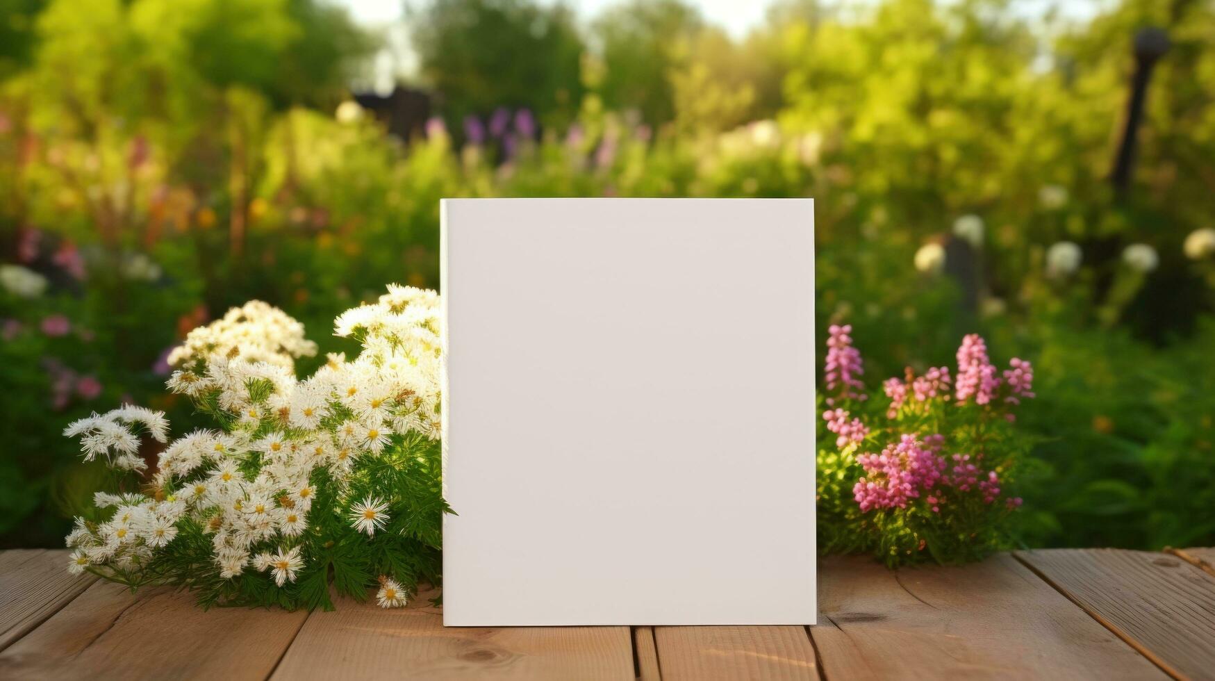 AI generated Notepad with blank front, realistic on a mockup template in a table in a luxury home photo