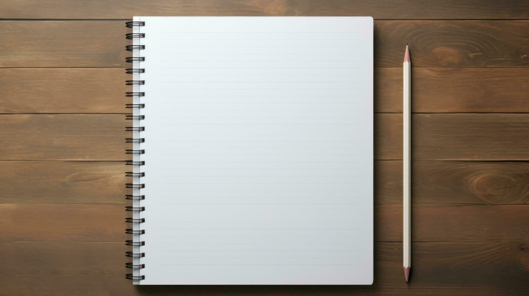 AI generated Notepad with blank front, realistic on a mockup template in a desk in a modern office, photo