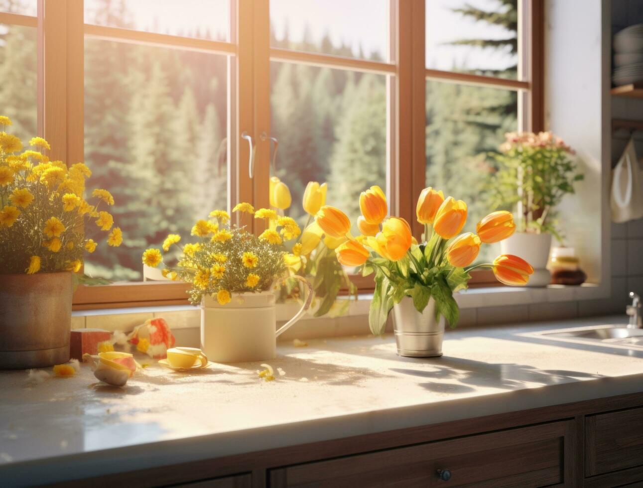 AI generated spring in the kitchen photo