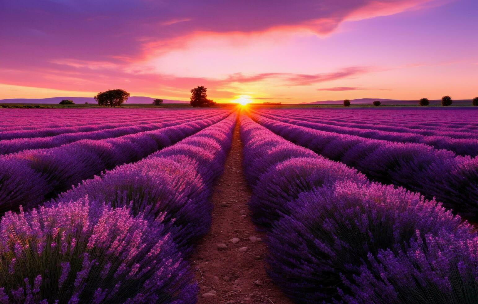 AI generated new lavender field at sunset photo