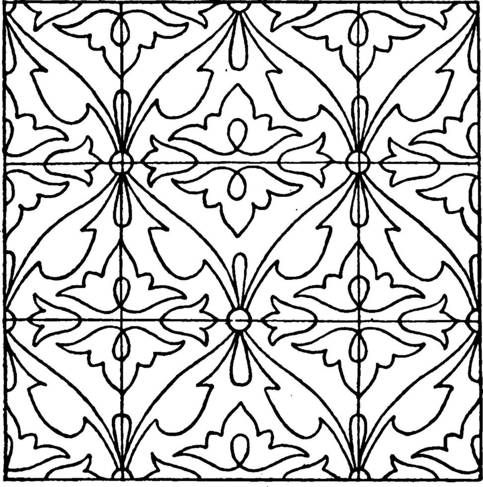 Indian Enamel Pattern are filled with pulverized colored glass paste, vintage engraving. vector