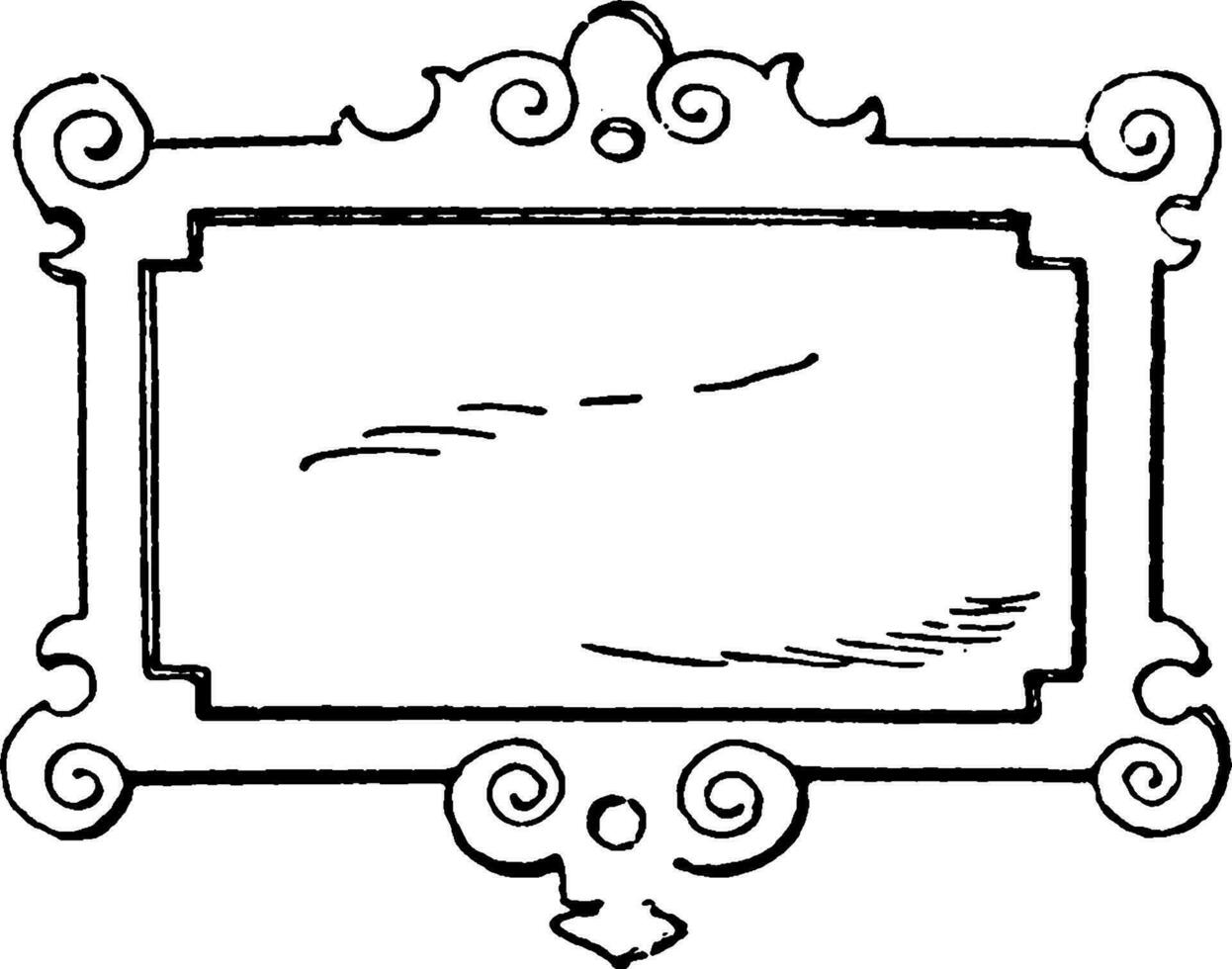 Wrought-Iron Signs Strap-Work Tablet was used in modern times, vintage engraving. vector