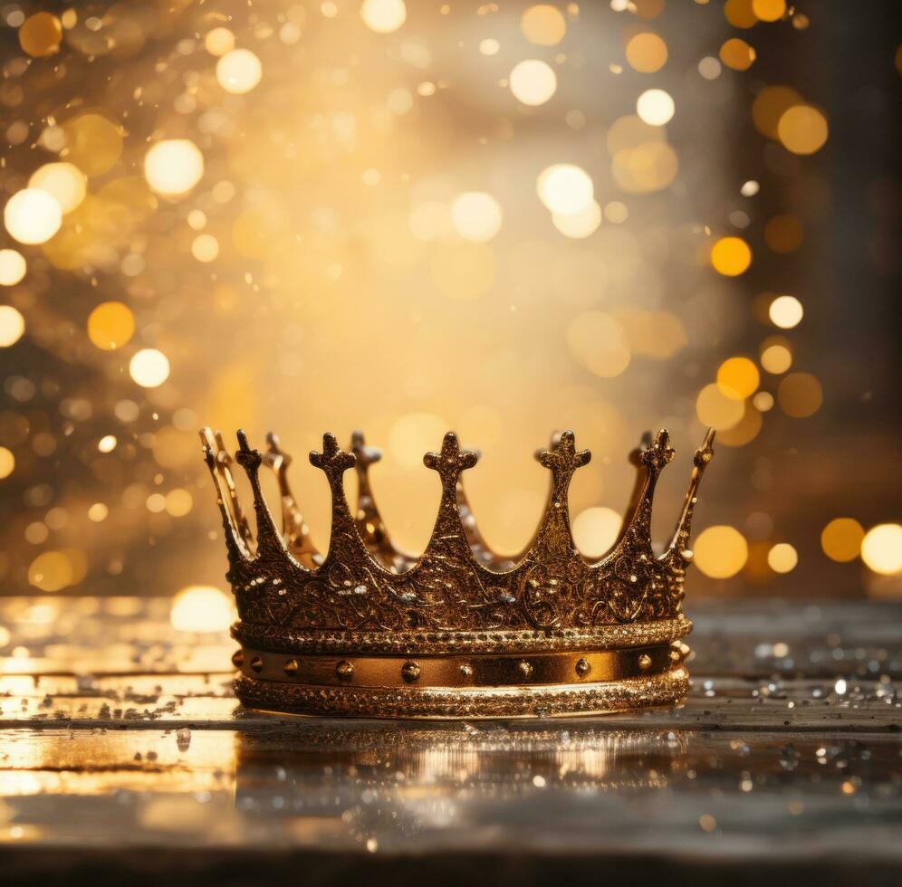 AI generated golden crown with a light background, photo