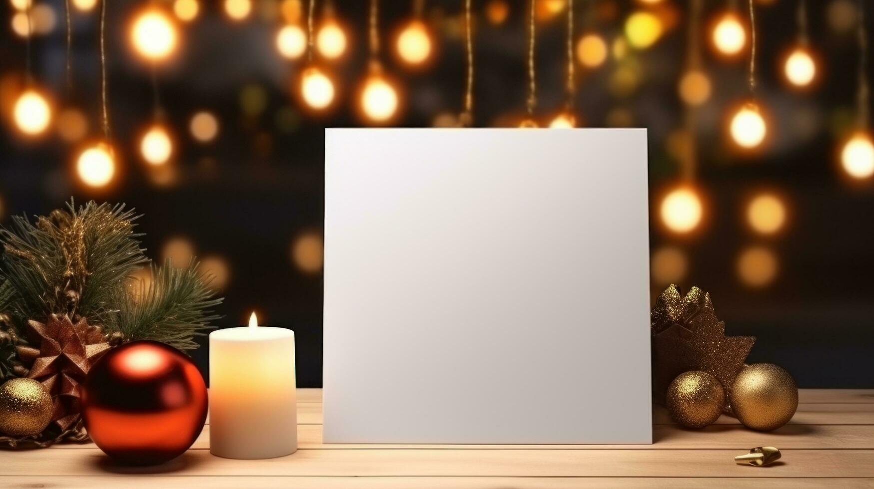 AI generated greeting christmas card with blank front, photo