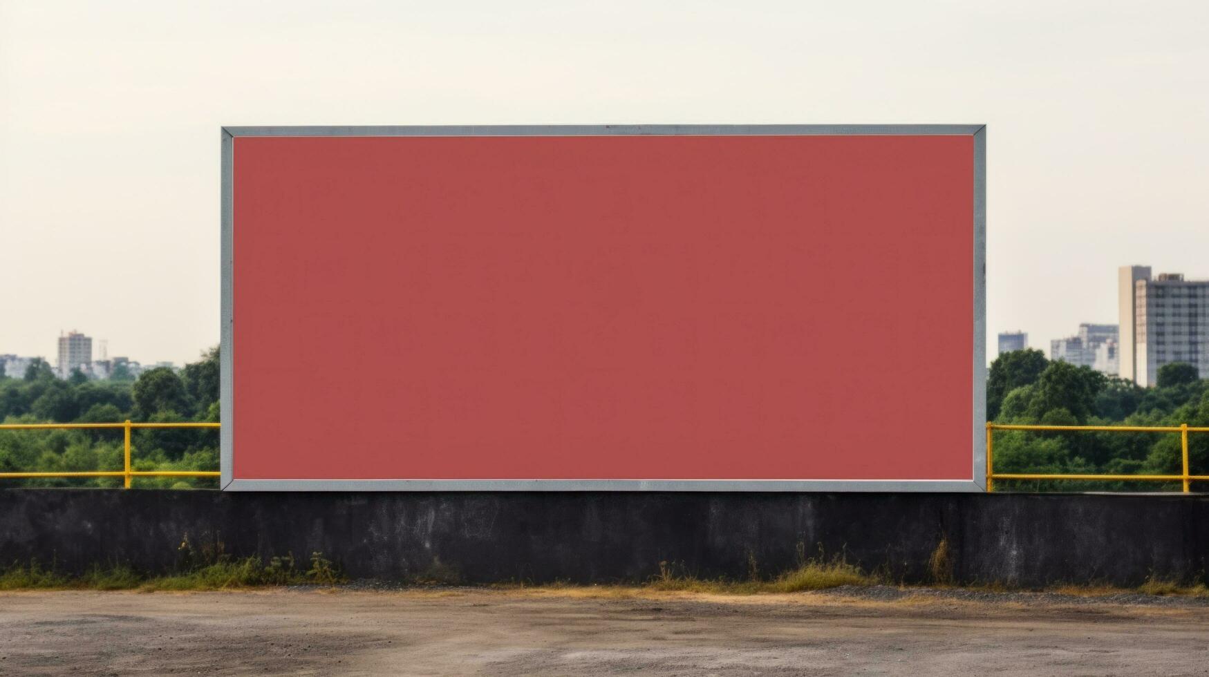 AI generated Billboard mockup with blank front, realistic on a mockup template in a soccer stadium photo