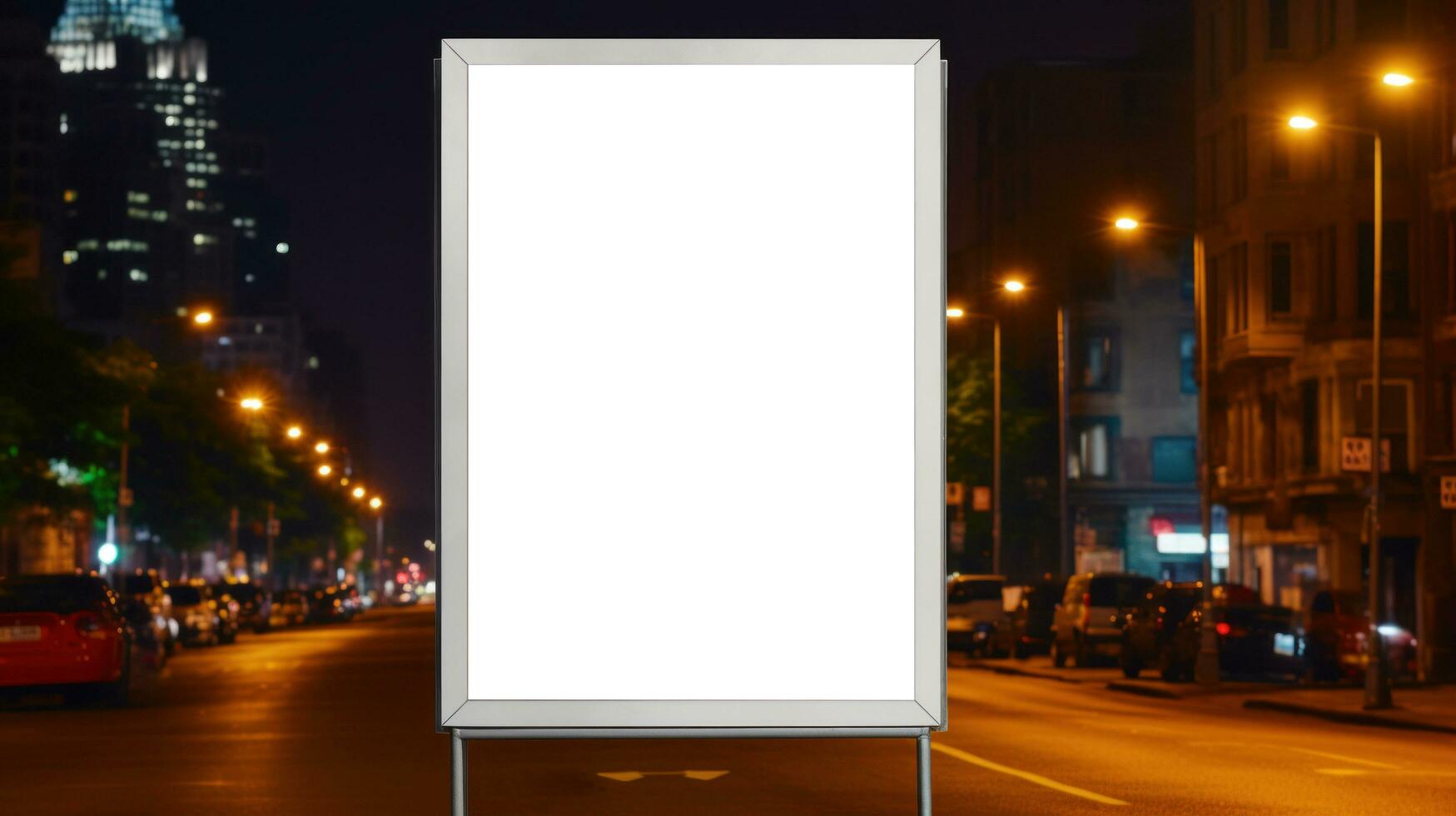 AI generated Billboard mockup with blank front, realistic on a mockup template in a street photo