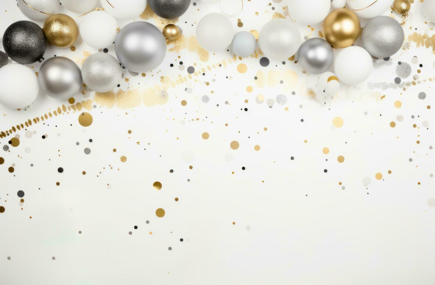 AI generated a white background with various decorations and confetti. photo