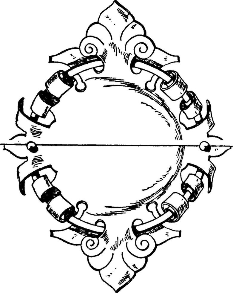 Wrought-Iron Signs Strap-Work Tablet was used in modern times, vintage engraving. vector