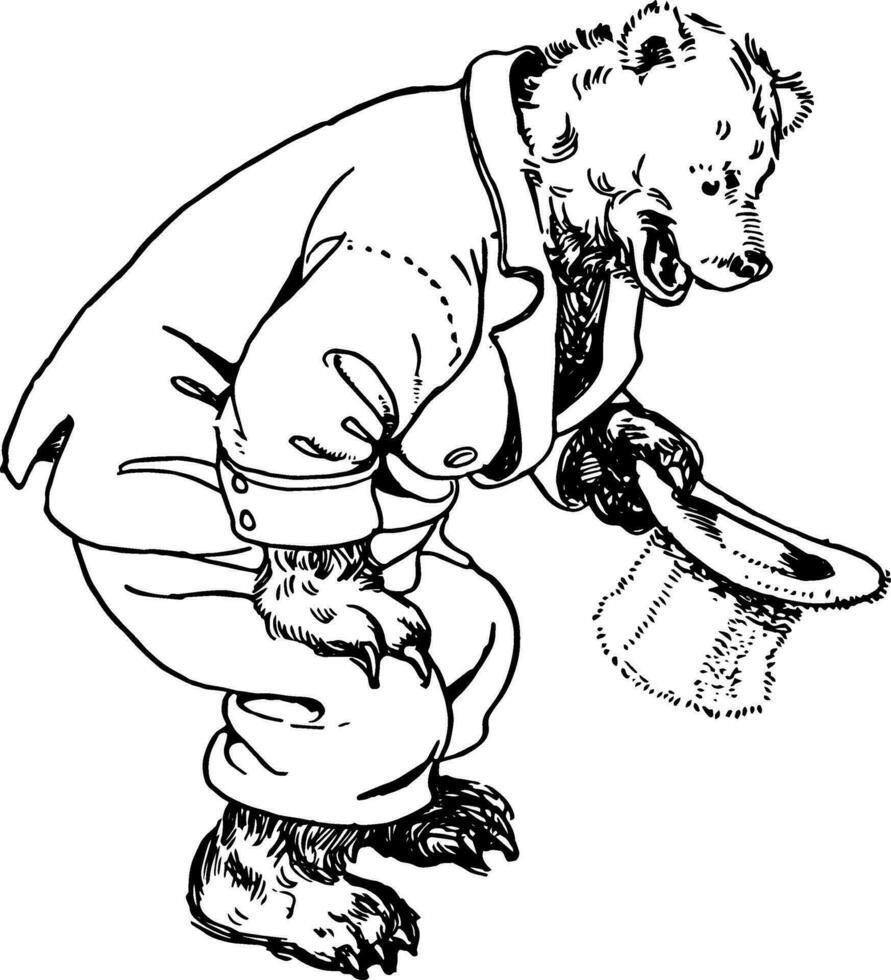 Papa Bear kneeling down, vintage illustration vector