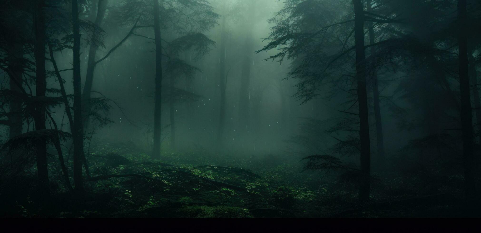 AI generated a foggy forest in the fog, photo
