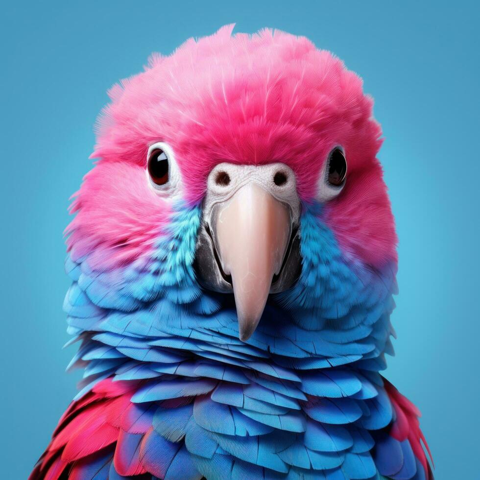 AI generated a cute parrot in pink and blue, photo