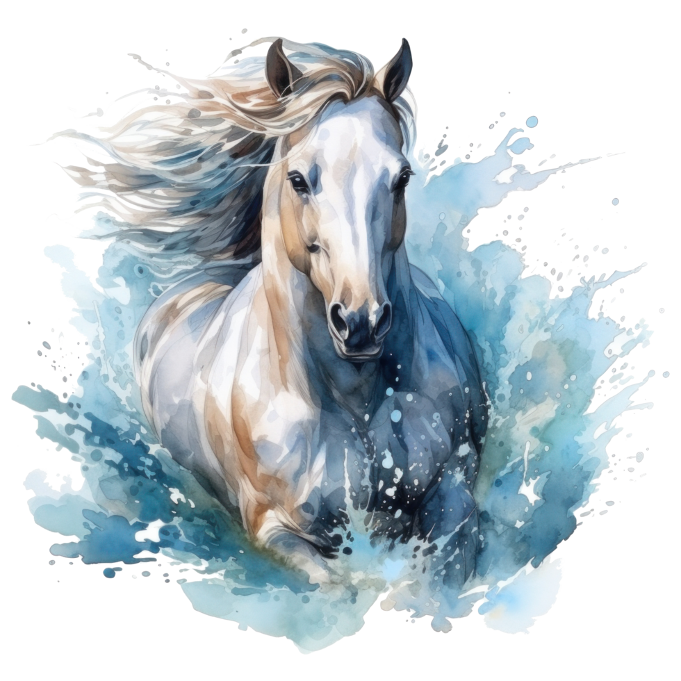 AI generated watercolor sea horse isolated png