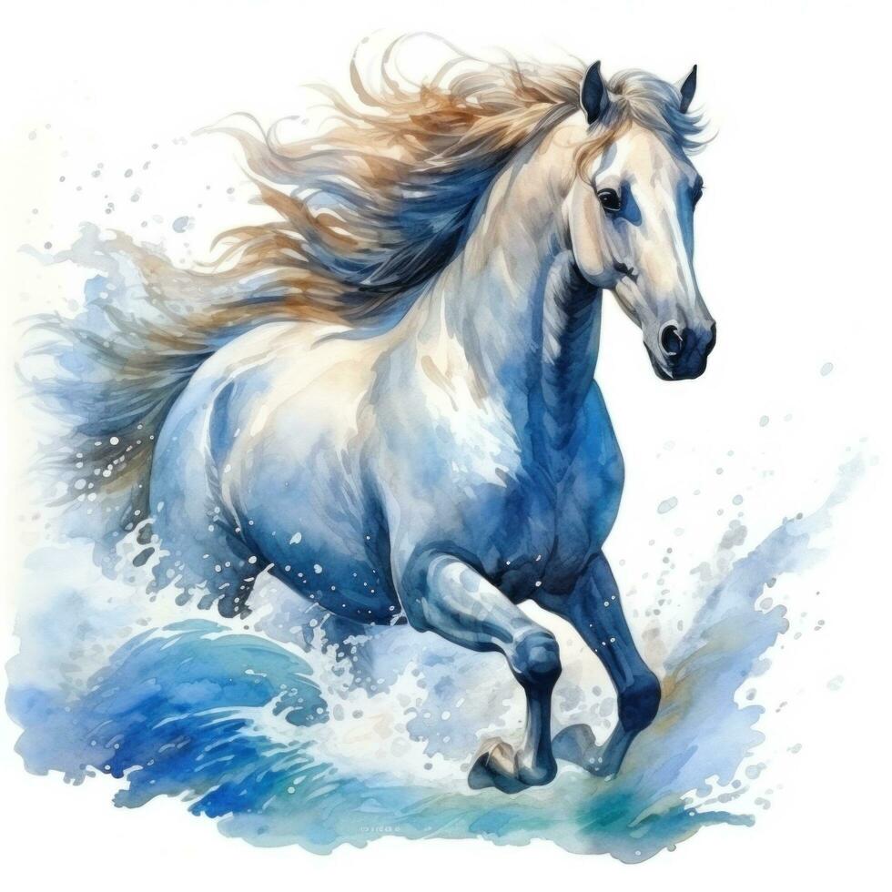 AI generated watercolor sea horse isolated photo