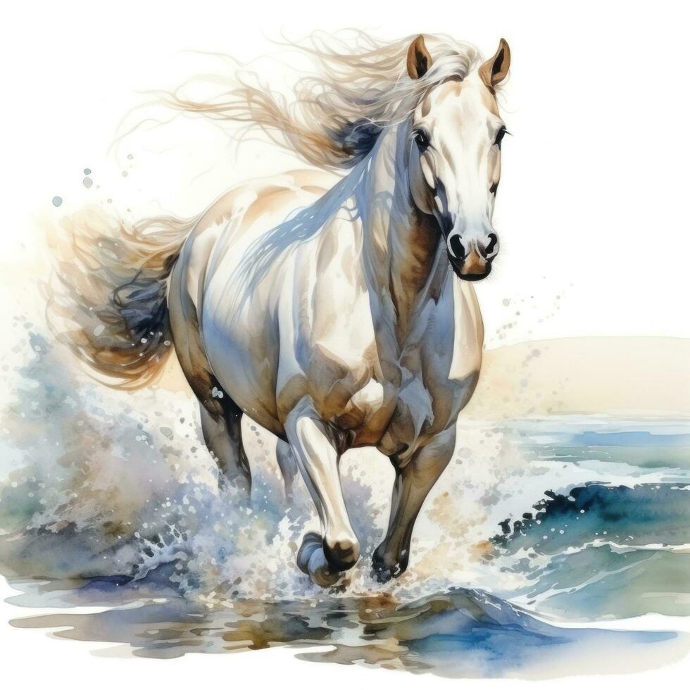 AI generated watercolor sea horse isolated photo