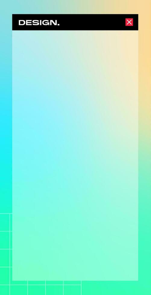 Pop up window vertical gradient background. Social media frame vector illustration.