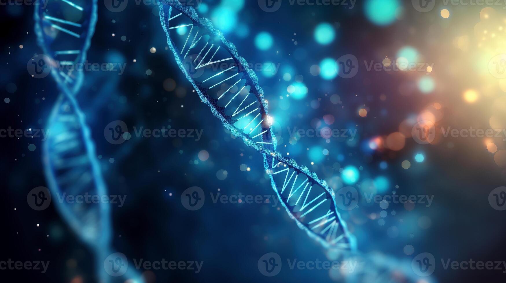 AI generated Genetic code twisting ai generated biotechnology close-up image photo