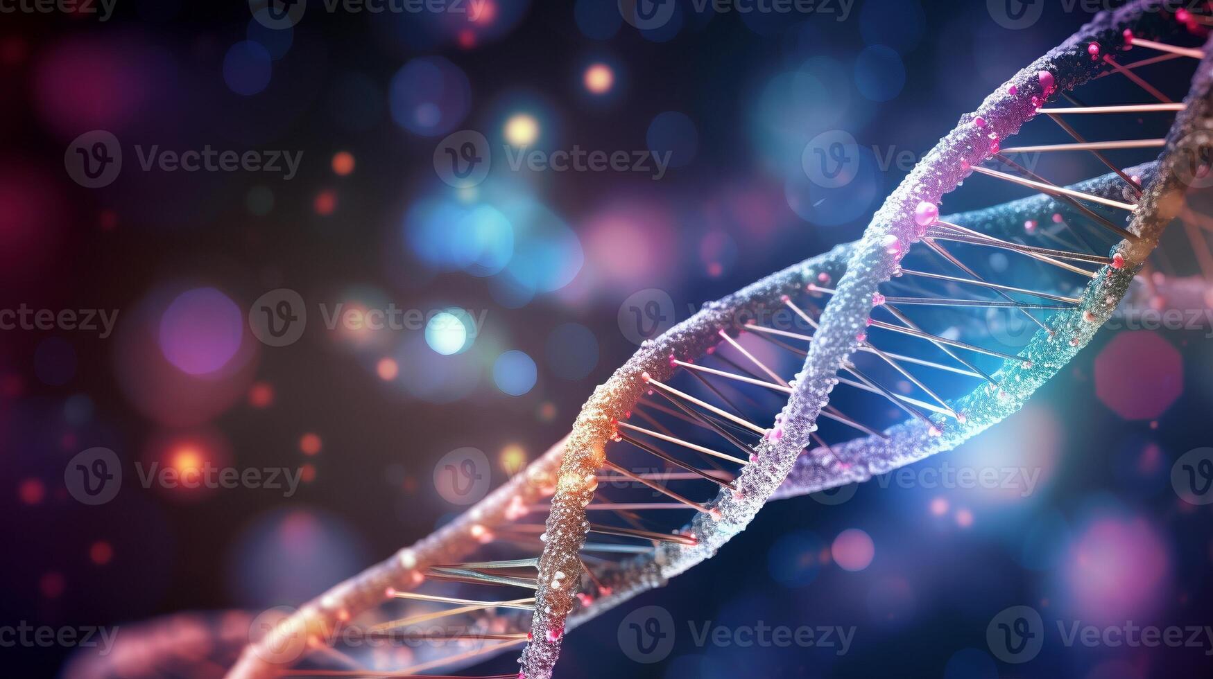 AI generated Dna double helix rotating ai generated biotechnology close-up image photo