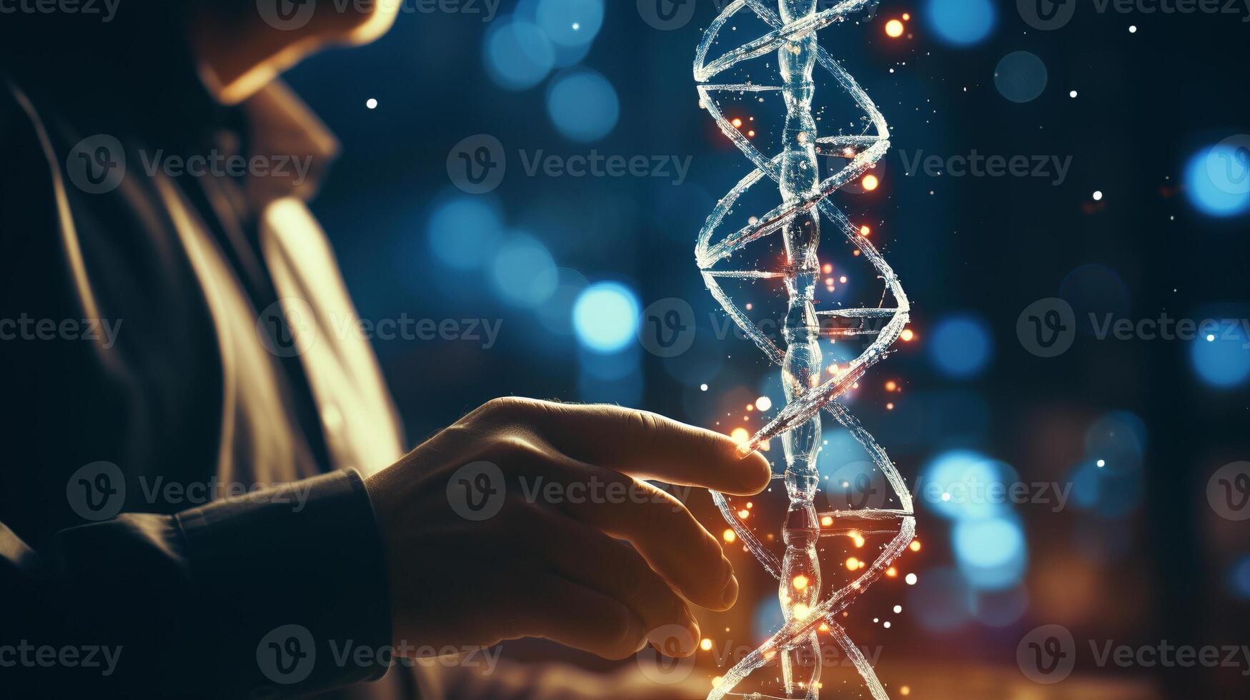 AI generated Dna editing ai generated biotechnology close-up image photo