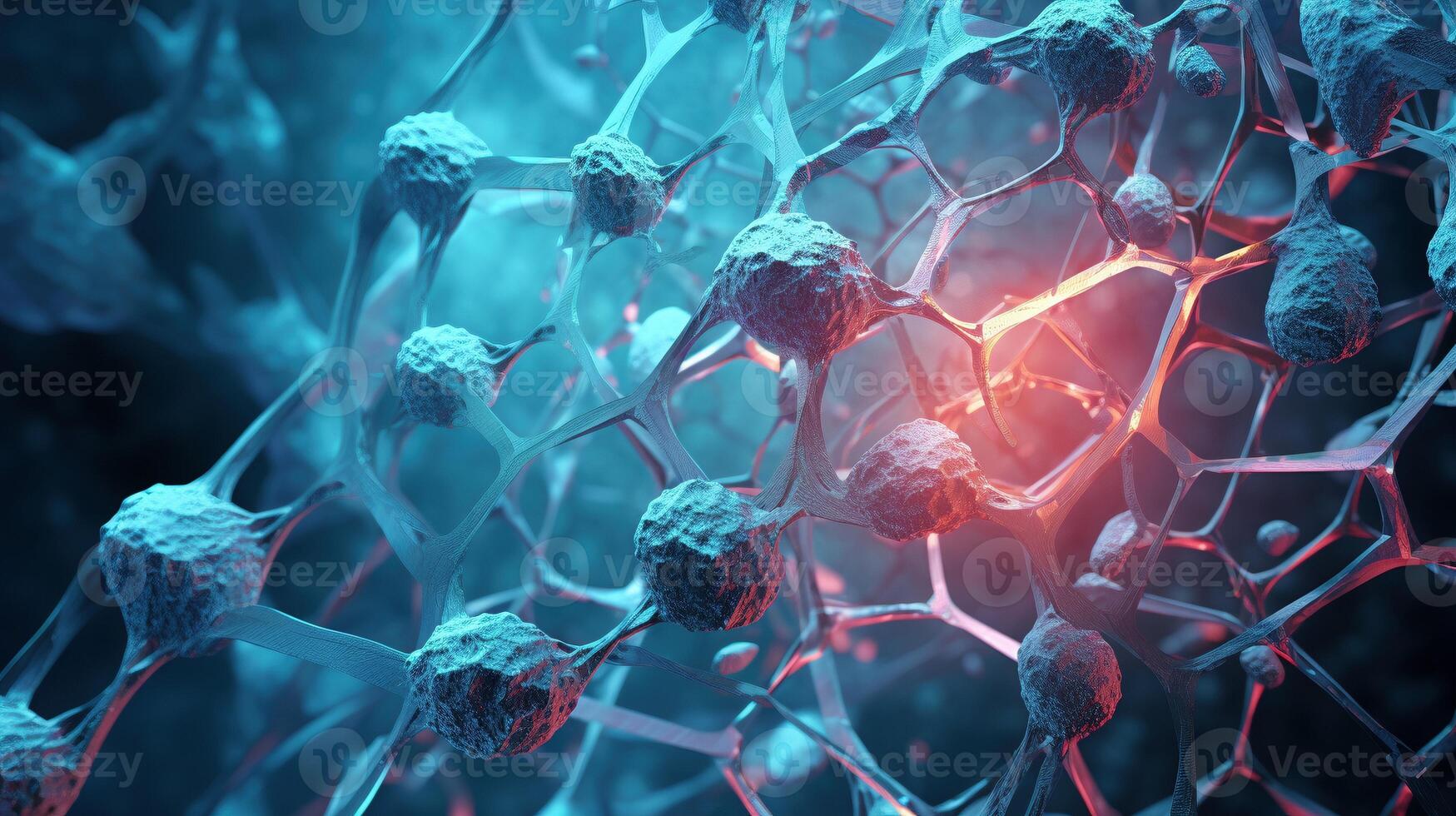 AI generated Neuron cell structure ai generated biotechnology close-up image photo