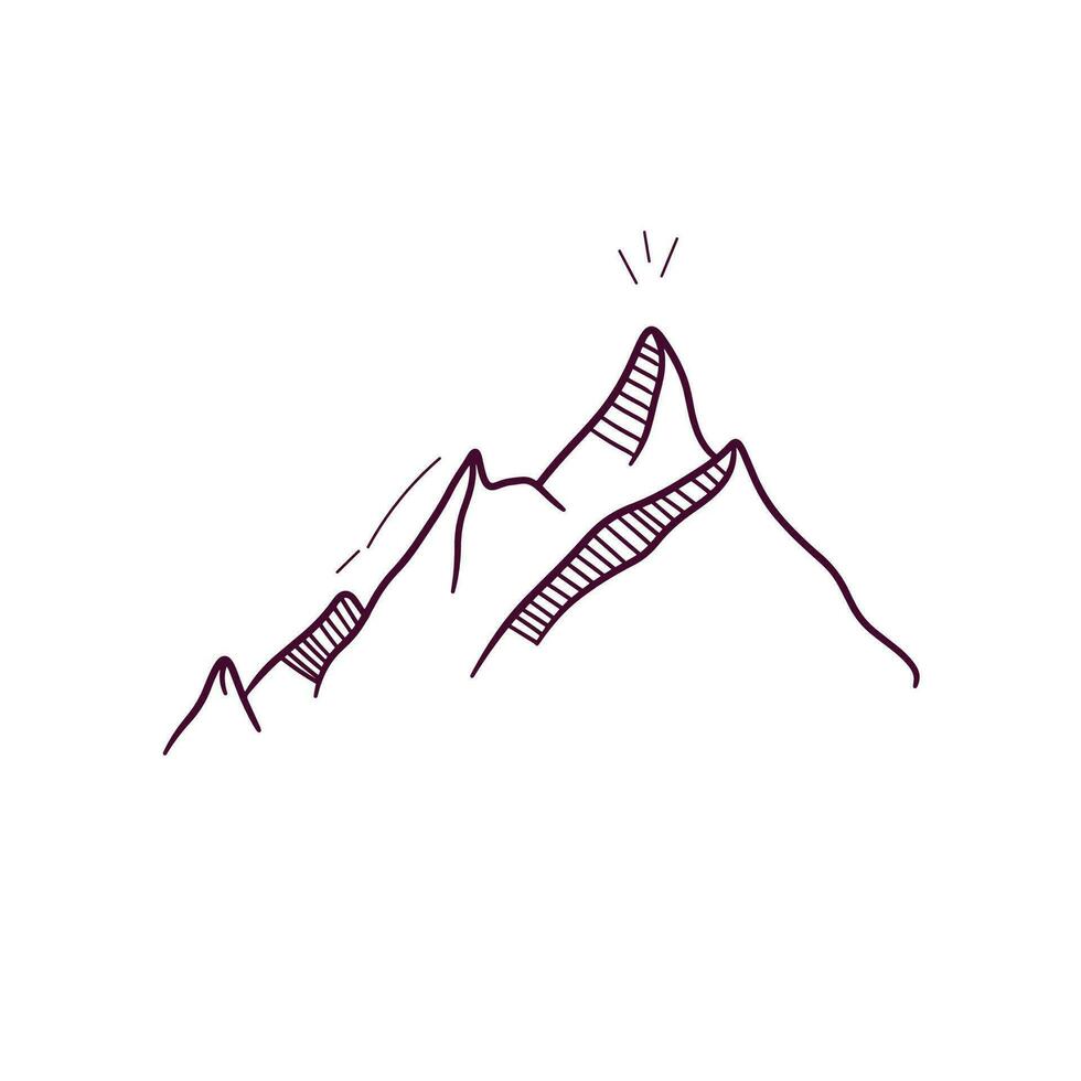 Hand Drawn illustration of mountain icon. Doodle Vector Sketch Illustration