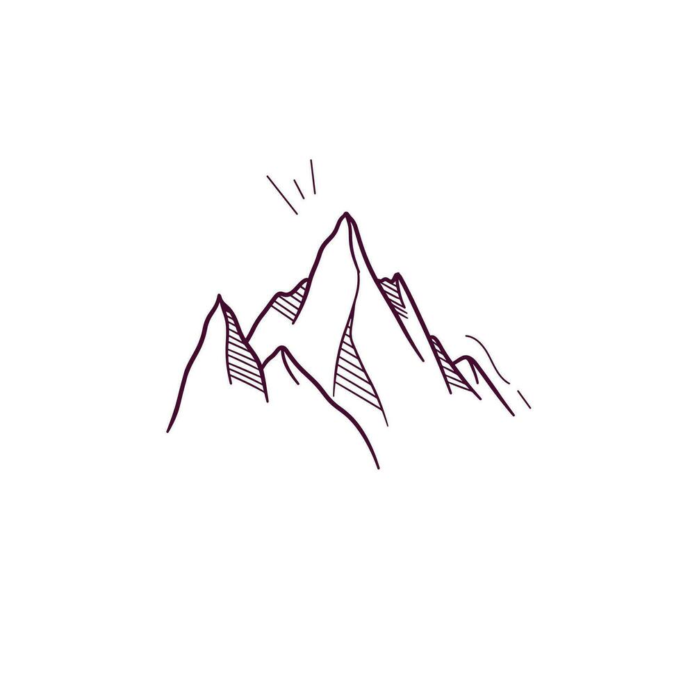 Hand Drawn illustration of mountain icon. Doodle Vector Sketch Illustration