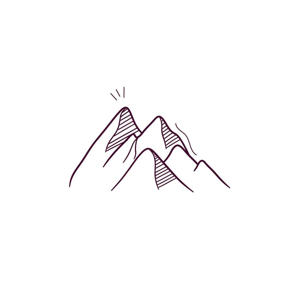 Hand Drawn illustration of mountain icon. Doodle Vector Sketch Illustration