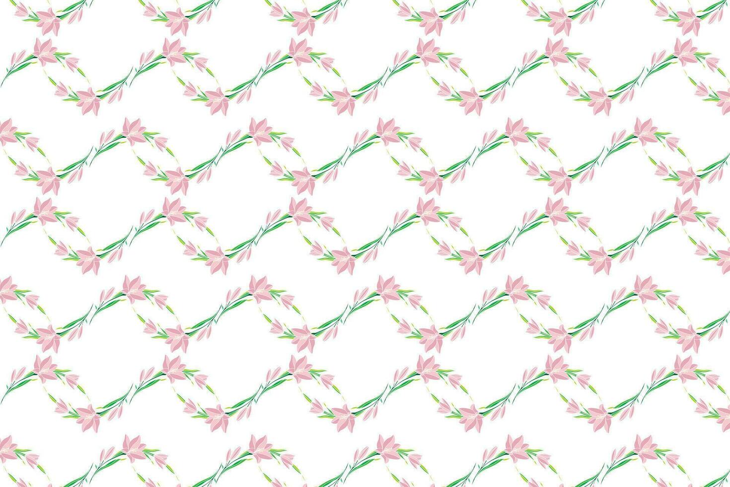 Illustration pattern of pink lily flower on white background. vector